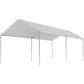 White carport canopy with galvanized steel posts and sloped roof cover