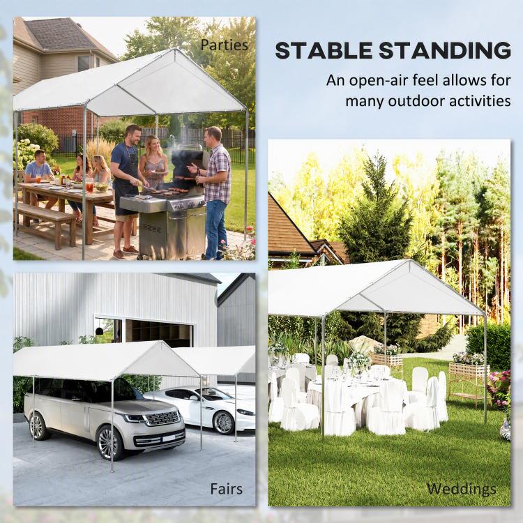 White carport canopy for outdoor events like dining or weddings