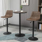 Round wood bar table with matte black pedestal and circular base