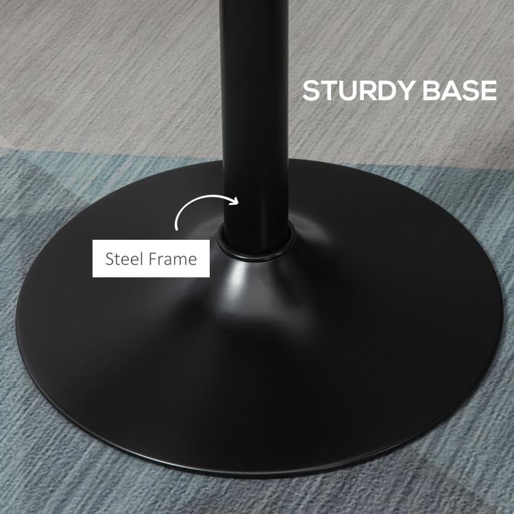Matte black round tabletop base with central metal column, steel frame style