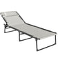 Folding chaise lounge chair in cream with 4-position reclining back and padded pillow
