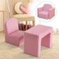 Pink padded armchair and square side table set for children