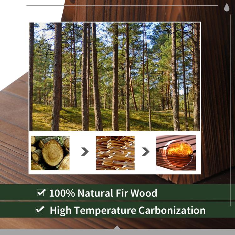 Wood finish panel for two-tier barrel fountain with waterfall pump graphic