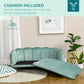 Green pet sofa bed with removable cushion insert laid on top of the seat