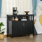 Black entryway coffee cabinet with two cabinet doors and open shelf above