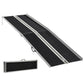 Foldable black wheelchair ramp with skidproof surface and silver metal frame