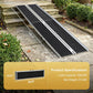 Foldable threshold ramp with black anti-slip surface and silver side braces