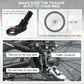 Bike trailer connector and axle fitting diagram with wheel-size reference