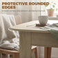 Light oak extendable oval dining table with rounded corners and sturdy pedestal base