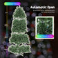 Artificial hinged Christmas tree with multicolor prelit lights and metal support base