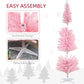 Pink pre-lit pencil Christmas tree with detachable star base and sectioned design