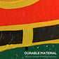 Inflatable decoration fabric panel with red, yellow, and black sections