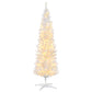 White slim artificial pencil Christmas tree with warm white LED lights and stand