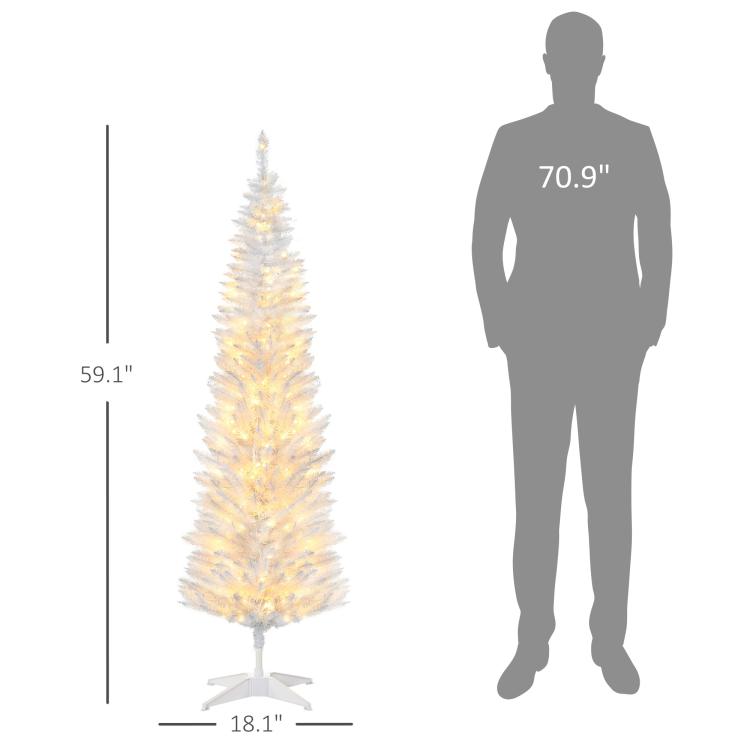 Slim artificial Christmas tree size diagram: 59.1 in tall, 18.1 in wide