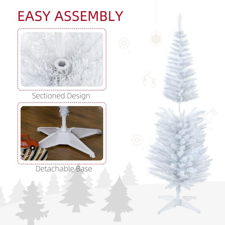 White artificial Christmas tree with sectional design and detachable star base
