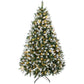 Frosted artificial Christmas tree with warm white LED lights and metal stand