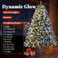 Frosted artificial Christmas tree with multicolor LED lights with lit branches