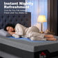 Grey queen memory foam mattress with sleeper model lying on the surface