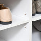 White shoe storage bench interior shelf with shoe storage and adjustable pegs