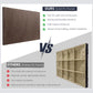 Gray solid PU faux wood wall panel vs hollow PU panel, side-by-side comparison.