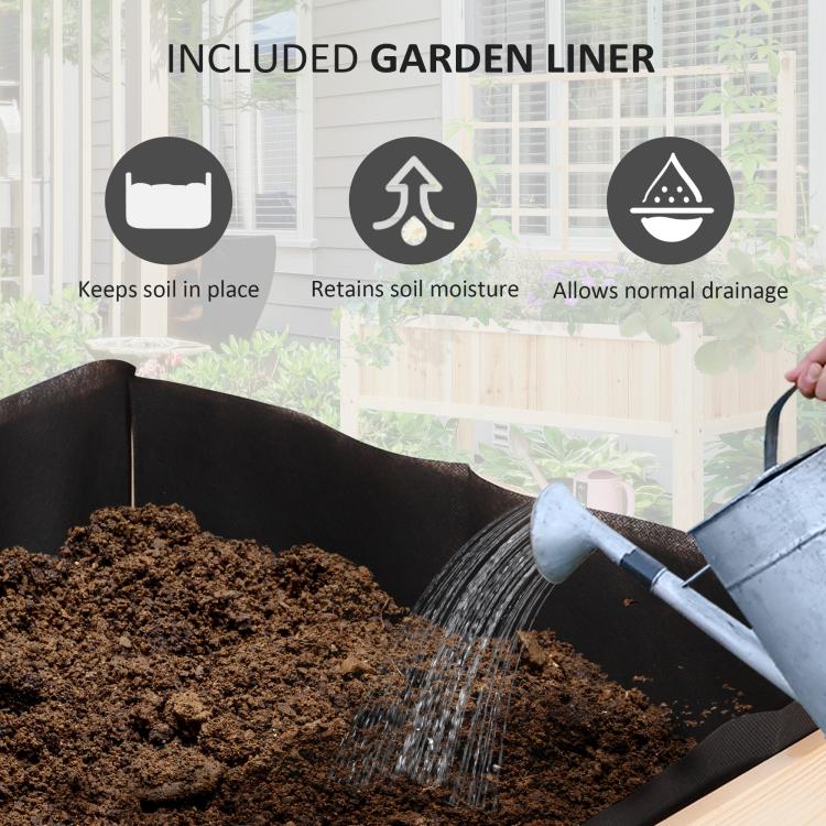 Garden liner filled with soil with water being poured nearby
