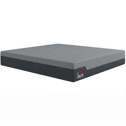 King-size memory foam mattress, gray cover with dark sides and stitched border