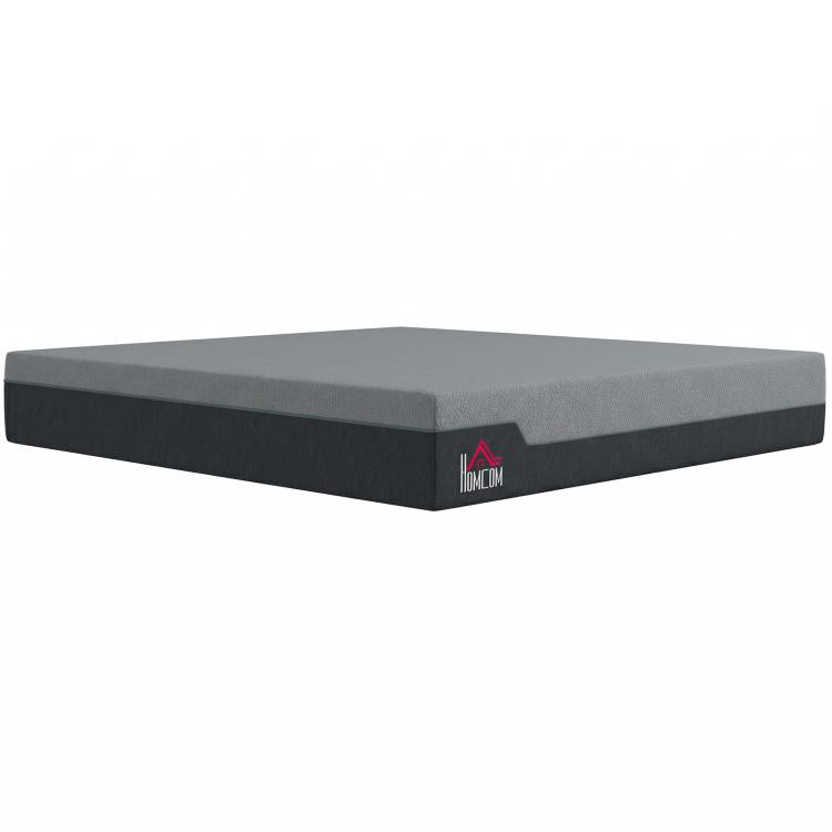 King-size memory foam mattress shown from the side, gray top and dark base