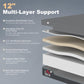 Cross-section diagram of a gray memory foam mattress with stacked layers and base