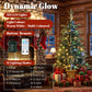 Prelit artificial Christmas tree pair with glowing dual-color lights and remote control shown.