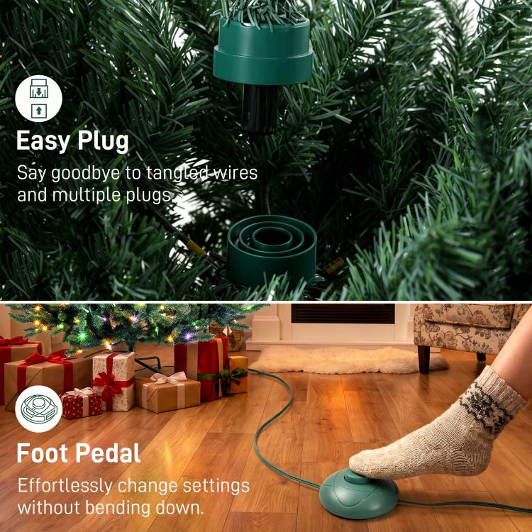 Artificial Christmas tree with easy plug and foot pedal control for light settings