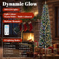 Prelit flocked pencil Christmas tree with dual-color lights and included remote control