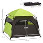 Measured green and black pop-up dog tent with mesh front and black support frame
