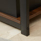 Brown wood and dark metal 4-tier media stand corner frame with leveling foot