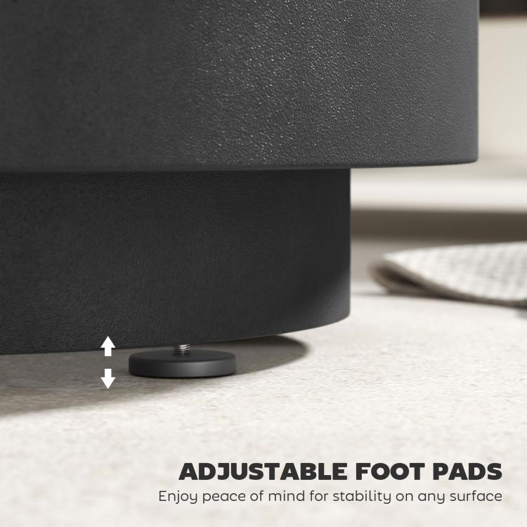Charcoal gray concrete cooler base with adjustable foot pads for stability