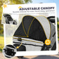 Adjustable canopy dog stroller with mesh window and buckle closure