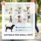 Small-pet dog stroller with body length and weight guidance icons