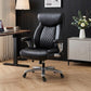 Black office chair with headrest, quilted backrest, and flip-up armrests
