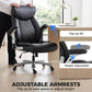 Black ergonomic office chair with flip-up armrests, headrest, and rolling caster base