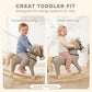 Gray rocking horse ride-on toy with wooden footrests for forward and back rocking