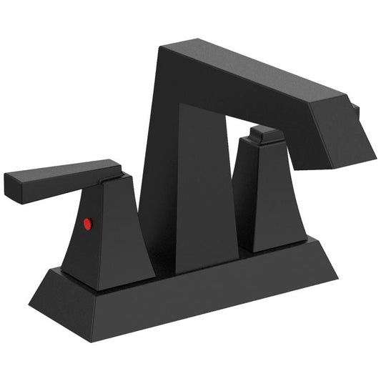 2-Handle Bathroom Sink Faucet ?Matte Black 4 in Centerset Vanity Faucet 3 Hole Bathroom Faucet with Pop Up Drain & Supply Lines Modern Commercial Bathroom Faucets Lavatory Faucet Lead-Free