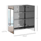 Bathroom mirrored cabinet with stainless frame, double doors, and built-in storage shelves.