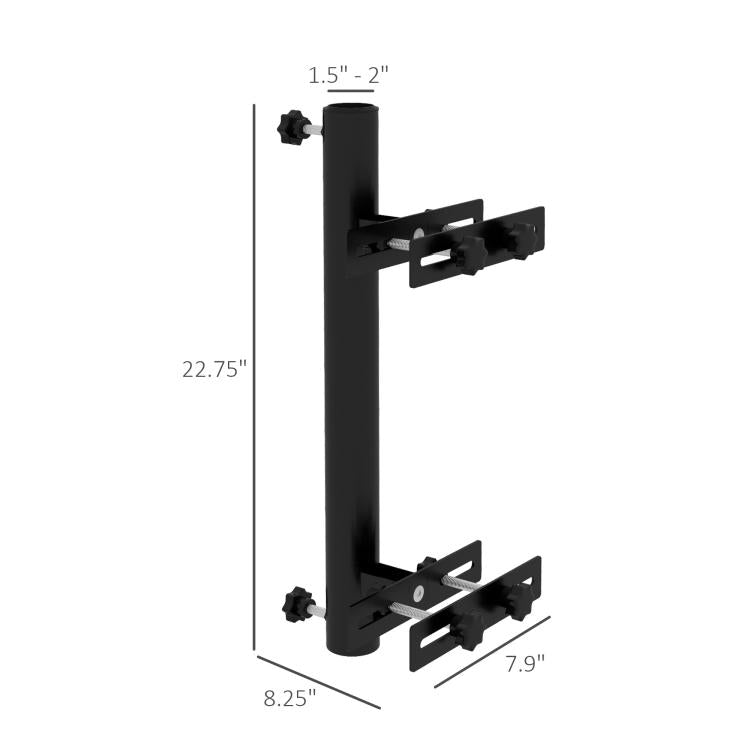 Black umbrella holder stand bracket with size dimensions diagram