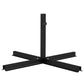 Black cross brace umbrella stand with central pole and four support arms