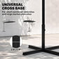 Black universal cross base umbrella stand with central pole and cross braces