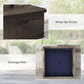 Brown umbrella base with wood-like finish and drainage hole