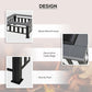 Outdoor fire pit design with black metal frame, decorative table edge, and sturdy feet