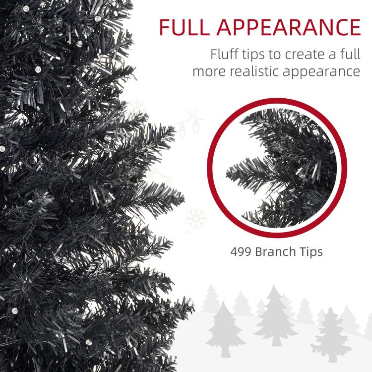 Dense black Christmas tree branch tips for a full appearance detail