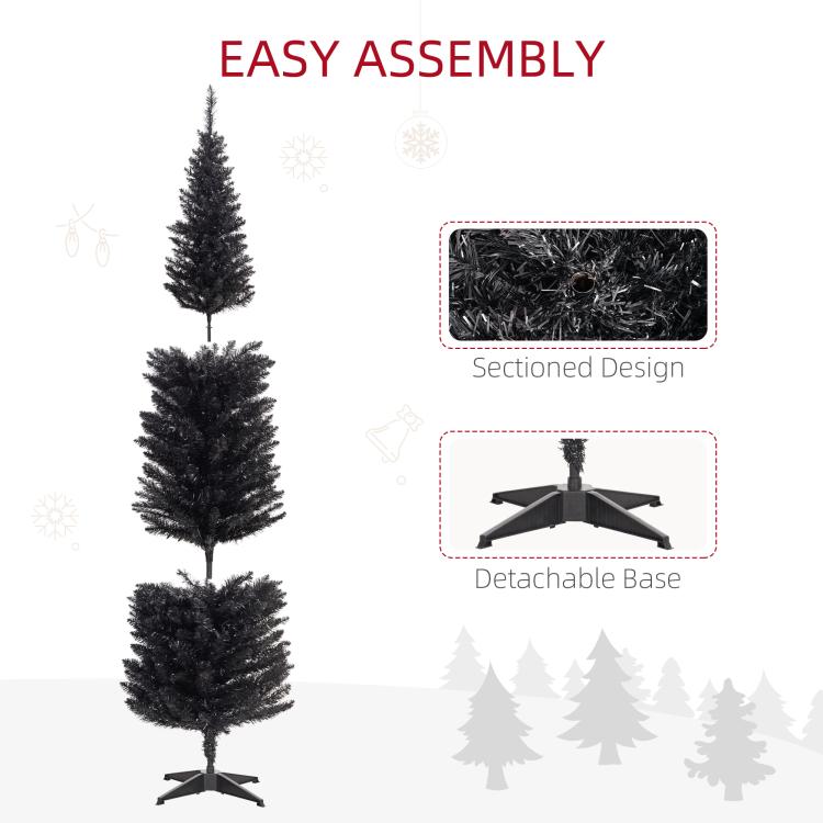 Artificial pencil Christmas tree with detachable base and sectioned design