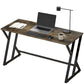 Rustic brown writing desk with black Z legs and open work surface