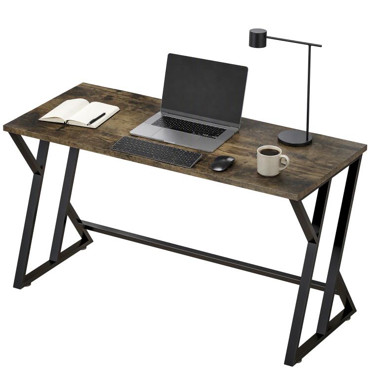Rustic brown writing desk with black Z legs and open work surface